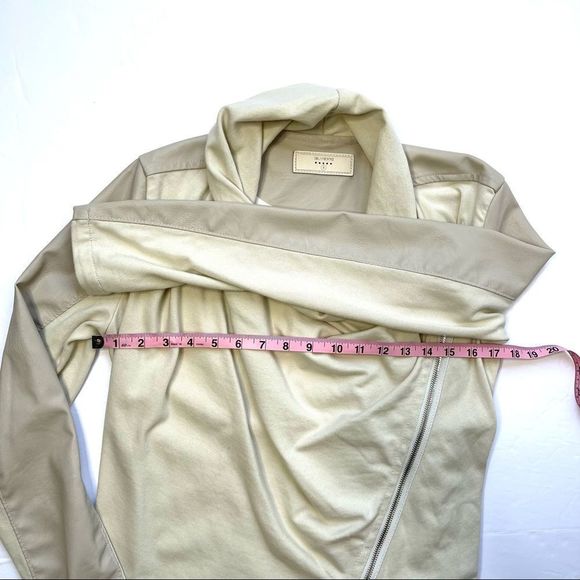 Blank NYC Drape Front Vegan Leather Moto Jacket Taupe Size Small - Picture 6 of 10
